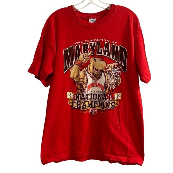 Maryland Terrapins NCAA Champs 2002 T-Shirt Red Unisex Size L Vintage basketball - Picture 1 of 8